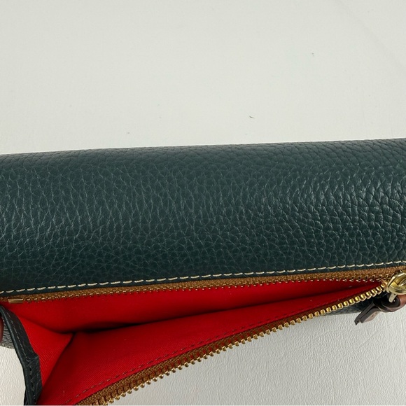 Dooney & Bourke Pebbled Leather Continental Wallet Deep Forest Green Crossbody - Picture 4 of 8